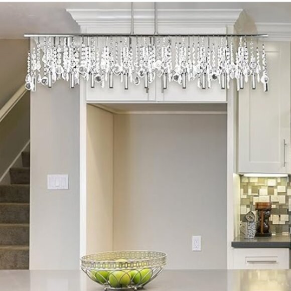 Modern Contemporary Broadway Linear Crystal Chandelier Lighting Lamp 48&#34; Wid - Picture 1 of 2